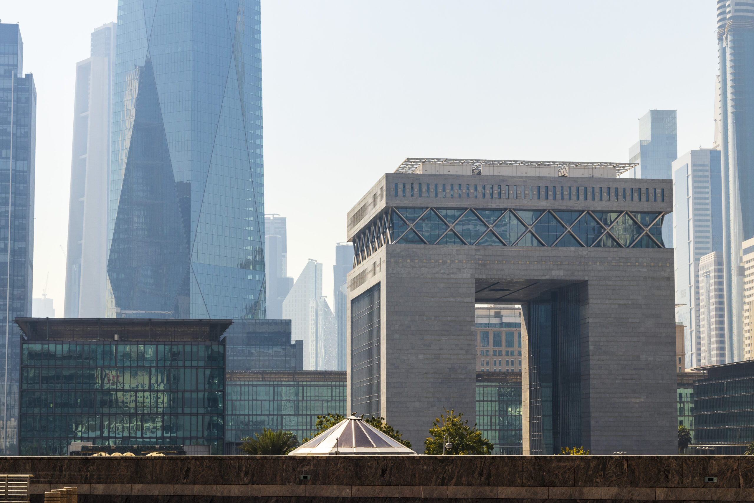 Shot of a Dubai International Financial Center. Outdoors